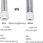 4ft T8 LED Tube Lights,36W 3600lm,White 6500K,R17d Base,45.8 inches End to End,60W F48T12 Fluorescent Bulb Replacement,Ballast Bypass,Dual-Ended Connection,Sign,Shop Lighting,Pack of 10