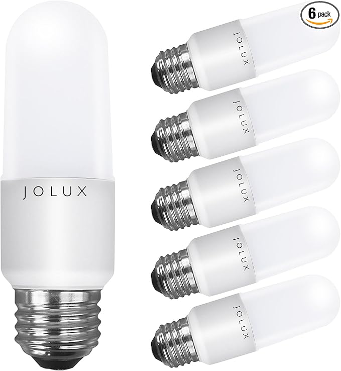 Jolux LED Bright Stik Dimmable,led Bulbs 60 watt Equivalent,5000K(Daylight) led Enclosed Fixture Rated, 8.5 Watt 800 Lumen,Standard Medium Screw Base,E26 led Bulb Narrow,6 Count (Pack of 1)