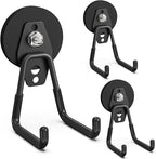Heavy Duty Storage Magnetic Utility Hooks Large Garage Magnet Hooks with Anti-Slip Coating for Metal Cabinet,Pegboard,Garage Shelve,Garden Tools (3PCS 2.59'' Black)
