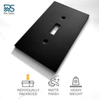 RIO SALTO Modern Metal Matte Black Toggle Light Switch Cover Metal Decorative Toggle Switch Covers Wall Plate Outlet Cover Black Wall Flip Switch Cover Socket Togle - Midsize 1 Gang