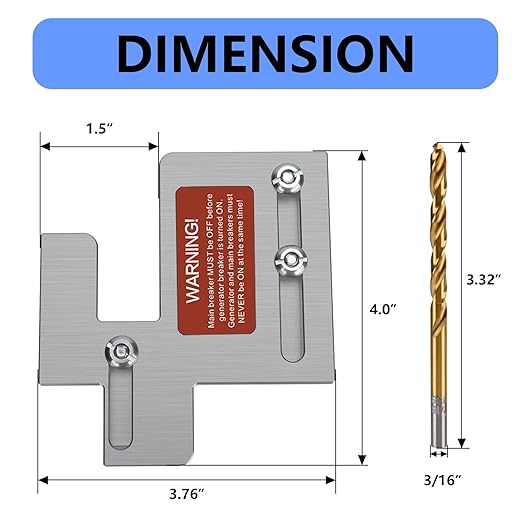 Generator Interlock Kit Compatible with Eaton Cutler Hammer BR Series 150 and 200 Amp Panels, Apply to 1 1/4 to 1 7/16 inches Spacing Between Main and Branch Breaker.