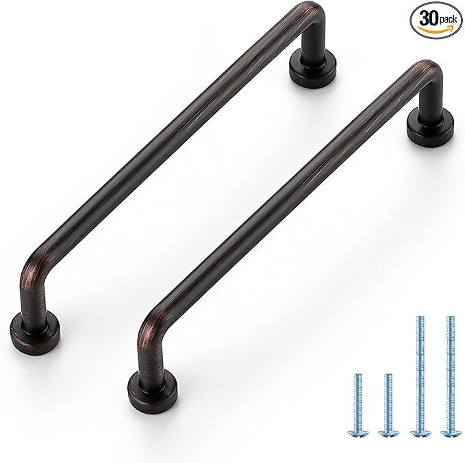 JOY DECOR Cabinet Pulls – 5 Inch Hole Center, Oil Rubbed Bronze, 30 Pack, Zinc Alloy Cabinet Handles for Drawers & Cupboard – Vintage Style Hardware for Kitchen, Bathroom, Dresser, Furniture Makeover