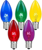 Novelty Lights 5 Pack C9 Outdoor Christmas Replacement Bulbs, Multi, E17/C9 Intermediate Base, 7 Watt
