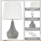 GyroVu Table Lamp Set of 2, 18.63” Ceramic Table Lamp Classic Beside Lamps Nightstand Lamp Modern Lamp for Living Room, Bedroom & Office Rocker Swtich Grey-LED Bulbs Included