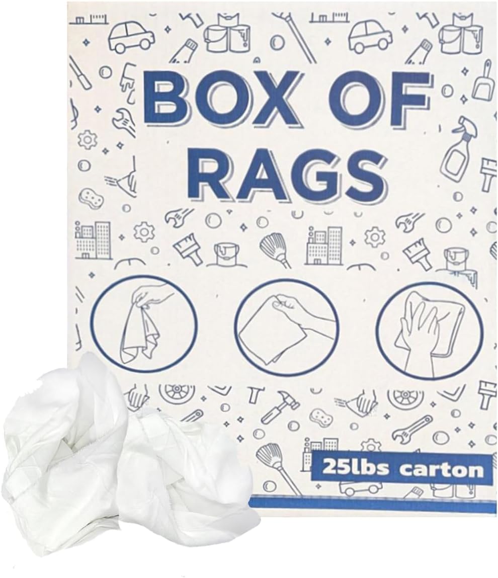 Recycled White Sheeting Cleaning Rags (600 lbs. Pallet 24x25 lbs. Box) – Lint Free White Cotton Cloths for Manufacturing | Automotive | Janitorial | Shop Rags Bulk - Multipurpose