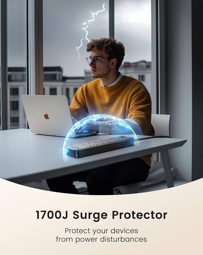 LENCENT 2 Prong Surge Protector Power Strip with USB Ports,Polarized 2 Prong to 3 Prong Outlet Adapter,1700J Surge Protector, 6ft Extension Cord,10 AC Outlets & 4 USB,Non-Grounded Wall Plug Extender