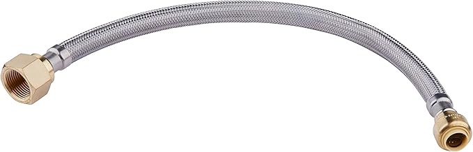 EFIELD 15-inch Length Flexible Connector Push-fit 1/2 inch x 3/4 inch FIP, Push-to-Connect Braided Stainless Steel Water Heater Hose,(HOSE034)