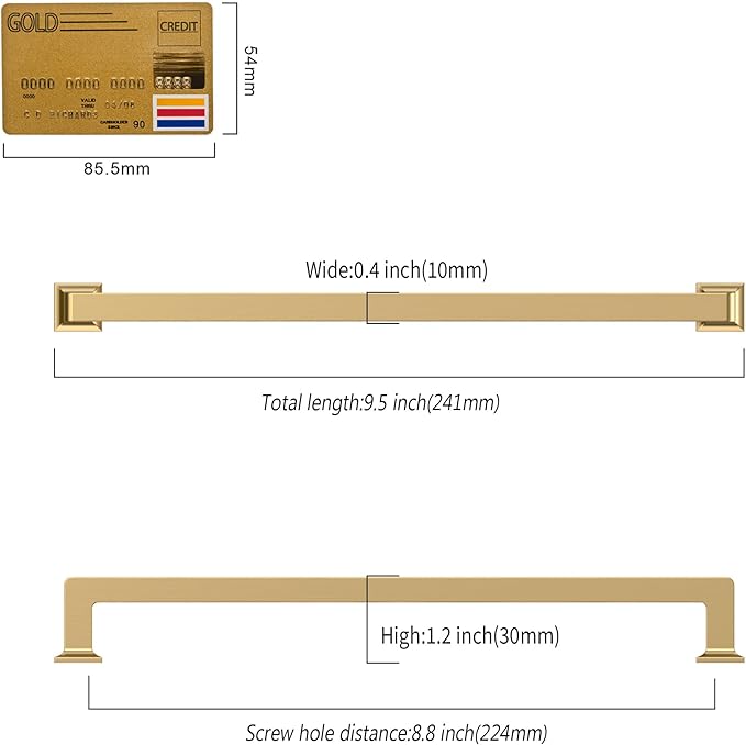 10 Pack 8.8"(224mm) Champagne Bronze Cabinet Pulls Kitchen Cabinet Drawer Handles Champagne Hardware for Cabinets Cupboard