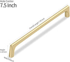 10 Pack 7.5 Inch(192mm) Hole Center Modern Brushed Gold Cabinet Pull Handle Timeless Vanity Drawer Pull Handle Classic Cabinet Hardware for Kitchen Dresser Bathroom, Screws Included, B-Gold(7.5x10)