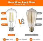 Kawaya E26 LED Edison Bulbs: 6W Equivalent 60 Watt Dimmable LED Light Bulbs - Warm Lights 2700k 800 Lumens High Brightness Filament Bulbs with 90+ CRI - Clear Glass, Pack of 20