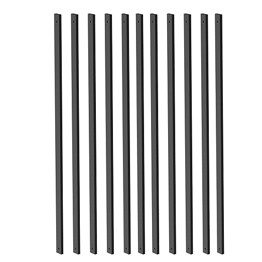 50 Pack Deck Balusters 36 Inch Rectangle Staircase Baluster, Black Metal Deck Spindle and Stairs Railing,Hollow Rectangle Deck Balusters for Deck Railing Porch