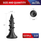 #8 x 5/8" Deck Screws (637Pcs) 2lb. Exterior Wood Screws. Carbon Steel, Black, Flat Head, Rust Resistant epoxy Coated, with T25 Star Bit