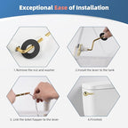 iFealClear Universal Metal Toilet Tank Flush Lever Replacement, Side Mount Toilet Handle Replacement Kit, Stainless Steel Chain, Solid Brass Material, Polished Gold