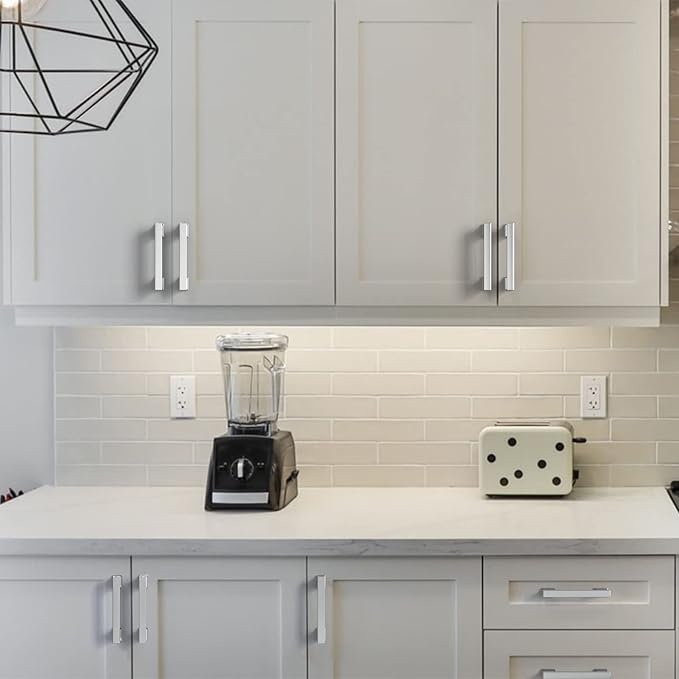 Asidrama 6 Pack 3.75 Inch(96mm) Polished Chrome Kitchen Cabinet Handles, Cabinet Pulls Kitchen Cabinet Hardware for Cupboard Drawer Pulls