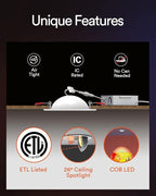 Lumary Smart Gimbal Recessed Lighting 4 Inch, 360°&90° Adjustable COB Eyeball Ceiling Light, 7W 550lm RGBCW, Color Changing Canless LED Downlight, Compatible with Alexa/Google Assistant, ETL, 1 Pack