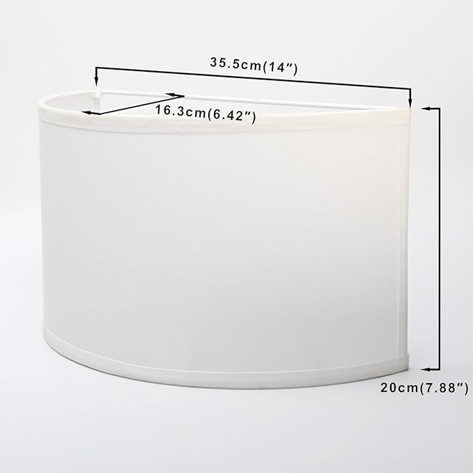 Yosoan 2-Light White Lamp Semicircle Fabric Shades, Double Fabric Lampshade Indoor Wall Mount 2 Bulbs for Wall Sconce Lamp Replacement for Stairwell Bedside Hallway Home Decor(White)