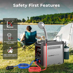 CAMPLUX Nano 3 Pro 1 lb Propane Portable Water Heater, Table Top Camp Water Heater & Shower Pump w/Built-in Battery, Compact Outdoor Camping Hot Showers