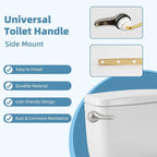 Universal Toilet Handle Replacement Kit Side Mount with 2-Inch Rubber Toilet Flapper, Toilet Tank Parts Compatible with Kohler, American Standard, TOTO, Mansfield, Angle Mount-Brushed Nickel