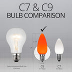 Wintergreen Lighting 25 Pack OptiCore C7 LED Christmas Light Bulbs - Replacement LED Christmas Lights Heavy Duty Premium Outdoor Christmas Lights, E12 Base (Amber/Orange Smooth)