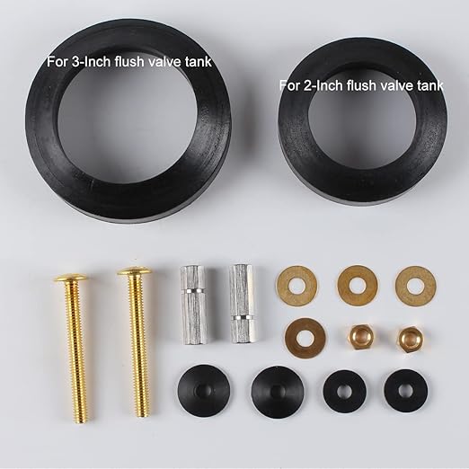 Toilet Tank to Bowl Bolt Gaskets Kits, Toilet Repair Replacement Kit Inside Tank, Extra Long Nut Fits 2'' and 3'' Toilet Flush Valve Tank Coupling kit