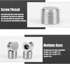 20 Pcs Stainless Steel Pipe Plug Fitting, 5 Sizes 1/8" 1/4" 3/8" 1/2" 3/4" NPT Male Internal Hex Thread Socket Pipe Plug Fitting Assortment Kit