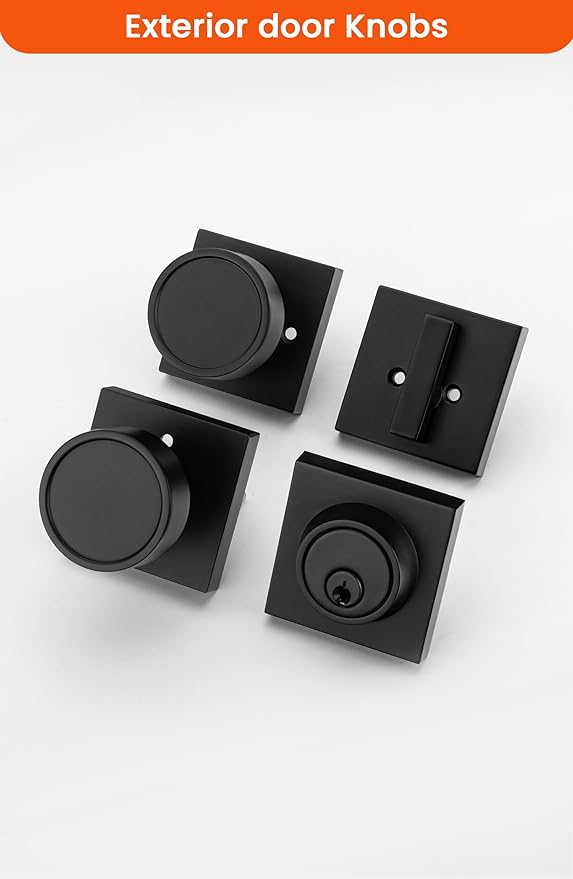 Haidms Black Door Knob with Deadbolt, Zinc-Alloy Matte Black Exterior Door Knobs, Heavy Duty Front Door Knob and Deadbolt Set(1 Pack)
