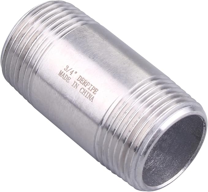 3/4" X 3/4" Male Nipple Pipe Fitting - Stainless Steel NPT Threaded Long Coupling Fitting 2" Length (pack of 2)