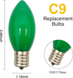 GOOTHY 25 Pack C9 Green Replacement Light Bulbs, Vintage C9 Christmas String Lights Bulbs, E17 Base 7W Incandescent Night Light Chandelier Bulbs for Outdoor Christmas St. Patrick's Day - Green