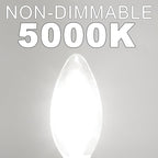 E12 Candelabra Bulb, 5000K Daylight, 6W Equivalent to 60 watt, E12 LED Bulb Non-Dimmable, Chandelier Light Bulbs, B10 Candle Light Bulbs, 90+CRI, 600LM, Cear Glass, 12 Pack
