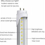 T8 5 Foot LED Tube Lights,45W 4500lm,White 6500K,G13 Bi-Pin Base,60 inches End to End,T12 Fluorescent Tubes Replacement,Ballast Bypass,Dual-Ended Power,Office,Shop,Pack of 10