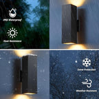 SHIMR Dusk to Dawn Outdoor Lighting 2 Pack, Modern Exterior Lighting Fixtures Wall Mount with E26 Base, Aluminum Anti-Rust Outdoor Sconce Lights Up and Down Outside Lights for House Porch Garage