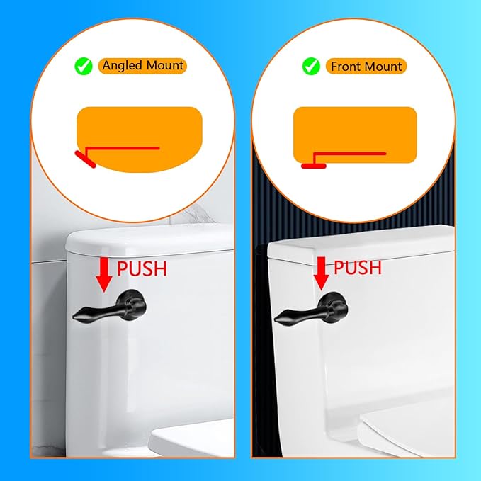 Boltigen Universal Toilet Flush Handle, Front Mount Lever, Fit Most Tanks, Zinc Alloy Black with Gasket and Flapper Chain