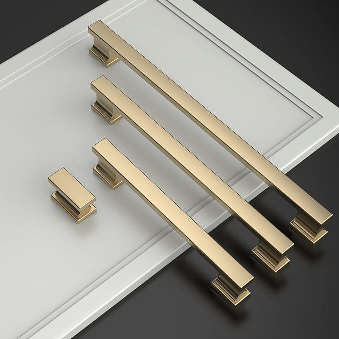 Asidrama 10 Pack 7.5 Inch(192mm) Brushed Brass Kitchen Cabinet Handles, Cabinet Pulls Kitchen Cabinet Hardware for Cupboard Drawer Pulls