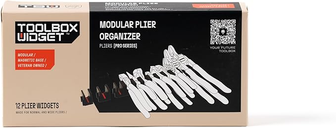 ToolBox Widget Plier Organizer Pro Series 4.0 – Magnetic Plier Holders for Tool Drawer Storage – Modular Toolbox Organizer System for Professional and DIY Mechanics - 1 Pack, 12 Holders