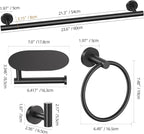 TURS Matte Black 5 Piece Bathroom Hardware Set, SUS304 Stainless Steel Bath Towel Bar Set, Bathroom Towel Rack Set Wall Mounted