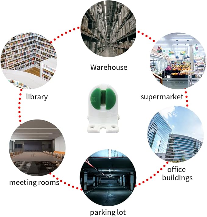 T5 LED Fluorescent Tube Lamp Holder Tombstone, Medium Bi-Pin Socket, Fluorescent Lampholder, for LED Fluorescent Tube Replacements Turn-Type Lampholder, Pack of 20