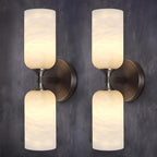 14in Modern Spanish Natural Marble Bathroom Vanity Sconces, Alabaster Wall Sconces Set of Two, Black Alabaster Sconce Wall Lighting, Black Wall Light Fixtures Decor