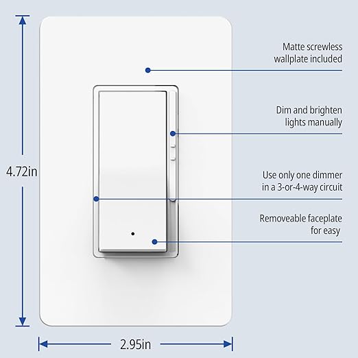 ThunderWay Digital Dimmer Light Switch, Single Pole/3-Way LED Slide Dimmer, for 300W Dimmable LED/CFL Lights and 700W Incandescent/Halogen, Wall Plate Included, 5 Pack, Matte White