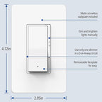 ThunderWay Digital Dimmer Light Switch, Single Pole/3-Way LED Slide Dimmer, for 300W Dimmable LED/CFL Lights and 700W Incandescent/Halogen, Wall Plate Included, 5 Pack, Matte White