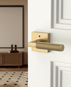 Asidrama 1 Pack Champagne Bronze Privacy Door Handles, Door Lever with Door Knobs Indoor for Bedroom or Bathroom, Heavy Duty Door Handles Interior with Locks for Left Right Sided Doors