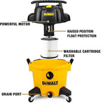 DEWALT 10 Gallon Shop Vacuum Wet and Dry, 5.5 Peak HP Poly Wet Dry Vacuum Cleaner with Attachments, 2-Stage Motor, Portable Handle/Caster with Drain Blower, DXV10PZ for Car, Garage, Workshop, Pet Hair