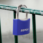 SEPOX® Large Outdoor Padlock, Heavy Duty 50mm 2" All-Weather Keyed Padlock - Solid Steel Body with 3pcs Keys, Waterproof Blue Cover, Ideal for Gates, Fences, Chain, Gym Lockers, Toolboxes & Sheds