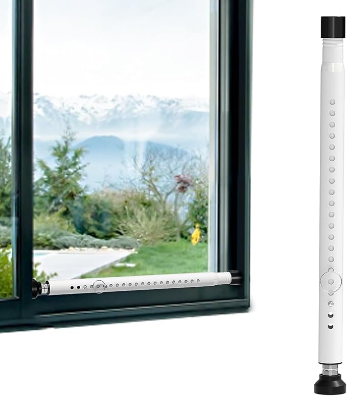 Window Security Bar, 2-in-1 Adjustable 17.9 to 51 Inch Slidingdoor Security Bar Security Bar for Home Pet Children Women Security Balcony Sliding Door Patio Door Security Apartment Window White