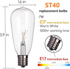 Abeja 10 Pack Replacement Bulbs for Outdoor String Lights, ST40 Clear Edison Light Bulbs,7 Watt- E17 Screw Base for Replacement Bulbs for Outdoor String Lights, Warm White