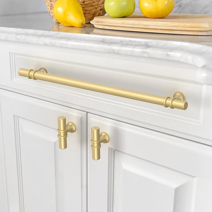 Asidrama 10 Pack 12.6 Inch(320mm) Brushed Gold Kitchen Cabinet Handles, Cabinet Pulls Kitchen Cabinet Hardware Cupboard Handles Drawer Pulls