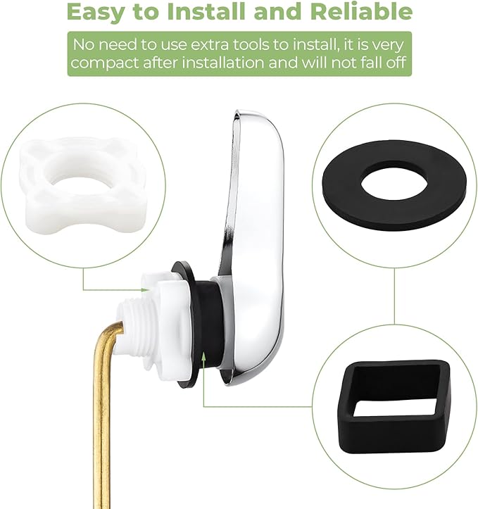 Universal Metal Front Mount Toilet Handle Replacement Kit, Brass Toilet Flush Tank Lever for Most Toilets, Chrome