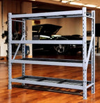 Heavy Duty Member Mark 4-Shelf Industrial Storage Rack, 77" W x 24" D x 72" H (Granite, 1 Pack)