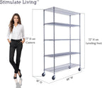 48"x18"x72" PRIME HEAVY DUTY Chrome 5-Tier Wire Shelving NSF 4000 LBS MAX Capacity Storage Rack for Commercial, School, Home, Garage, Warehouse, Industrial, and Hospital Uses (with Wheels)