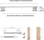 COTYKILEY 6 Pack 10 Inch(256mm) Brushed Satin Nickel Cabinet Handles Kitchen Cabinet Pulls Cabinet Door Handles Kitchen Cabinet Hardware
