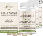 Akkermansia Muciniphila Probiotic for Weight & Gut Management - GLP-1 Boosting Supplement with Bacillus Coagulans, Vitamins B2, D3 & Chromium - SIBO Friendly, Vegan & Gluten Free - 180 Day Supply